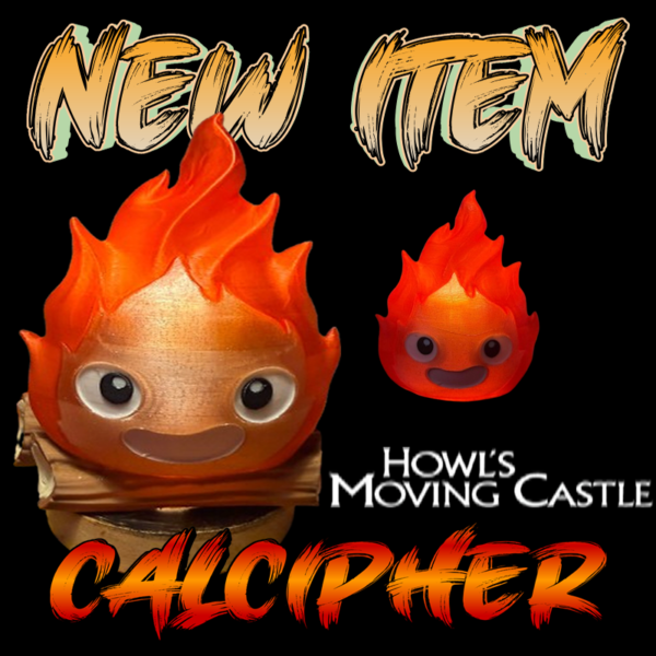 Studio Ghibli Calcifer lamp glowing with fiery warmth.
