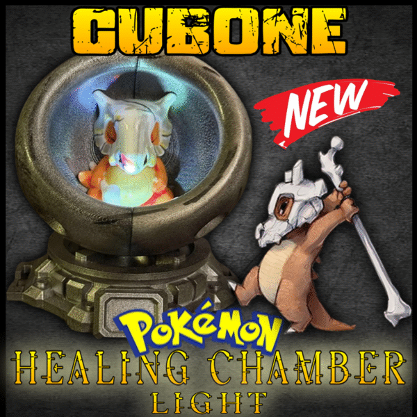 Cubone Healing Chamber LED Light with soft color-changing glow and modular stand for Pokémon display