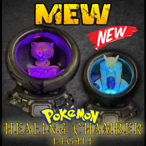 Mew Healing Chamber LED Light with soft pink color-changing glow and modular display stand