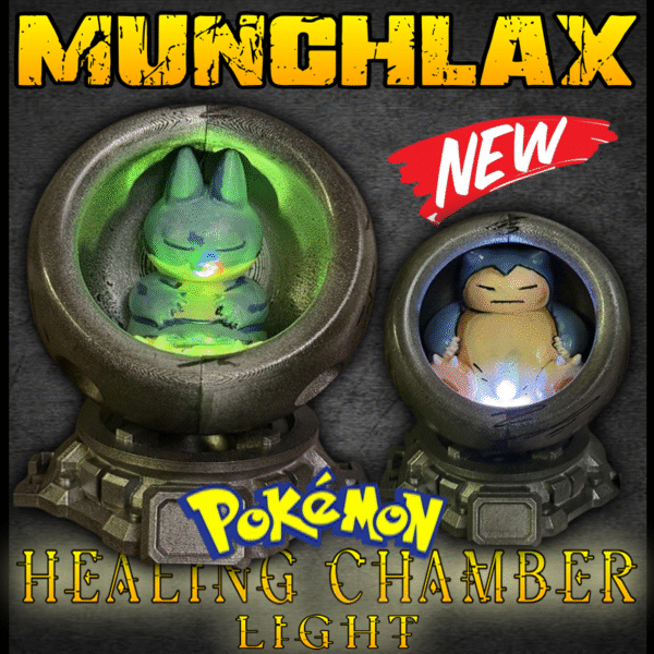 Munchlax Healing Chamber LED Light with warm color-changing glow and modular display base