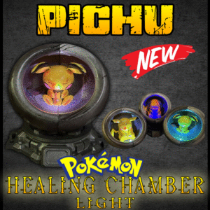 Pichu Healing Chamber LED Light with bright color-changing glow and modular display base