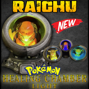 Raichu Healing Chamber LED Light with warm color-changing glow and modular display base