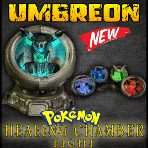 Umbreon Healing Chamber LED Light with sleek color-changing glow and modular display base