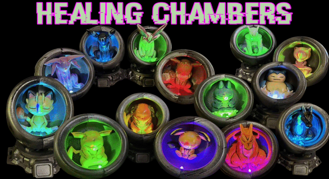 Pokémon Healing Chamber LED lights – modular display with color-changing glow