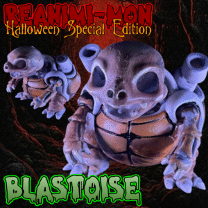 Skeleton Blastoise Figure | Spooky Pokémon Collectible | Creepy Cute Decor
