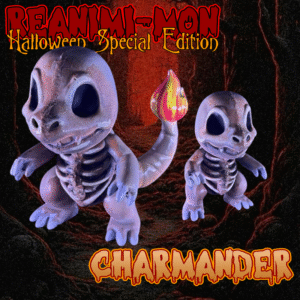 Skeleton Charmander Figure | Spooky Pokémon Collectible | Creepy Cute Decor