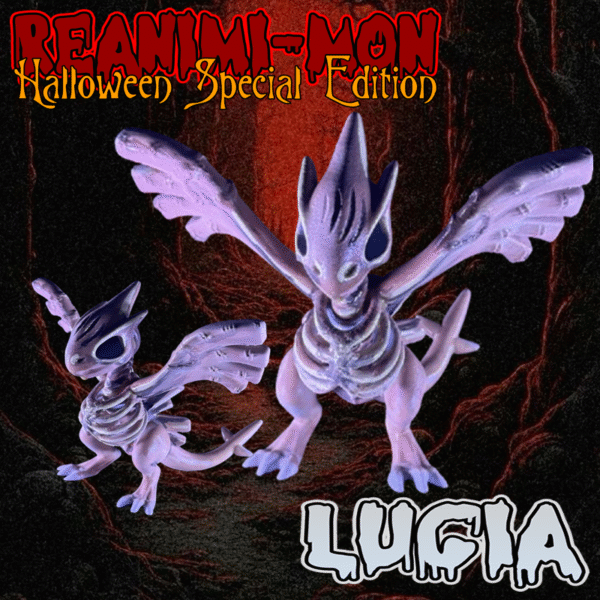 Skeleton Lugia Figure | Spooky Pokémon Collectible | Creepy Cute Decor