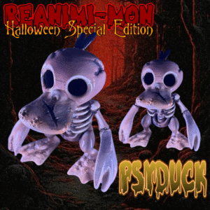 Skeleton Psyduck Figure | Spooky Pokémon Collectible | Creepy Cute Decor