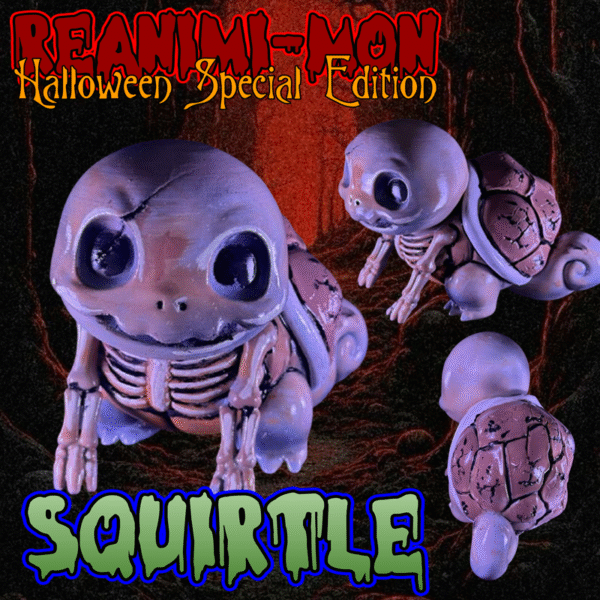 Skeleton Squirtle Figure | Spooky Pokémon Collectible | Creepy Cute Decor