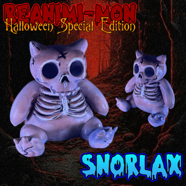 Skeleton Snorlax Figure | Spooky Pokémon Collectible | Creepy Cute Decor
