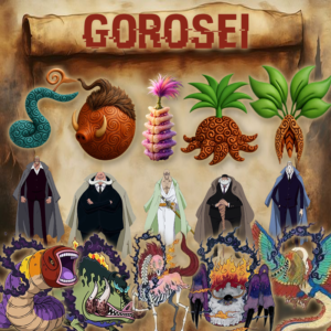 Gorosei 5-Pack Devil Fruit Collection – Ushi Ushi, Tori Tori, Wamu Wamu & More | One Piece Mythical Zoan Set
