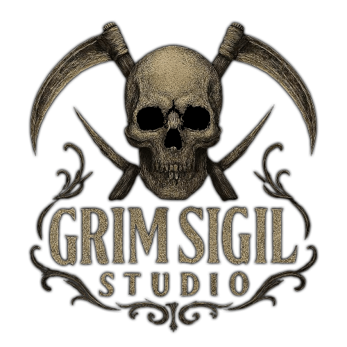 Grim Sigil Studio logo on Nerdreon.com — Custom 3D modeling and digital fabrication for tabletop gaming and cosplay.